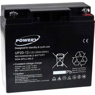 Powery Bly-Gel Batteri UP20-12 12V 20Ah (erstatter også 18Ah)