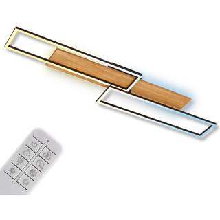 Cornice LED loftlampe, 110x25 cm, træ, fjernbetjening