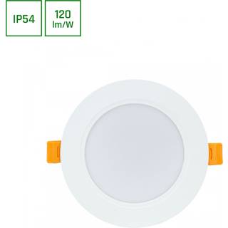 8W Indbygningsspot Ø11,8cm - Stænktæt, 230V, IP54, Hul: 9,2cm / 3,1cm høj, rund, hvid kant - Dæmpbar : Ikke dæmpbar, Kulør : Varm