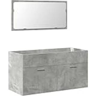 badeværelsesskab med spejl konstrueret træ betongrå