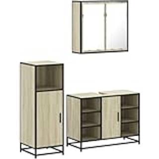 møbelsæt til badeværelse 3 dele konstrueret træ sonoma-eg
