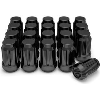 White Knight 3806BK-20AM Sort krom M12X1.25 Spline Lug Nut med n?gle 20 Pack