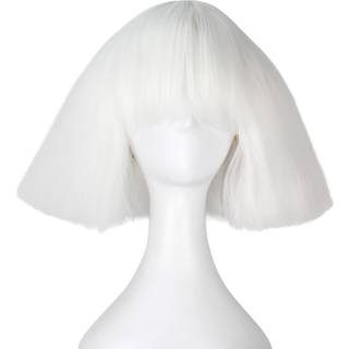 ICOS KORT KINKY STRAGE HAIR Paryk til kvinder hvid fluffy bob paryk med smell punk halloween cosplay kostume paryk