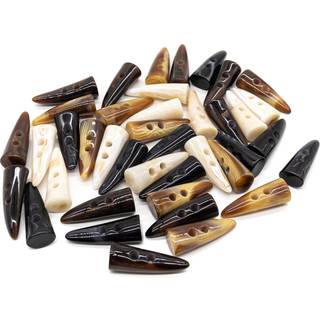 AUEAR 40 PACK harpiks skifteknapper 2x4 tommer to huller horn tandform harpiksknapper til jakke sy DIY tilbeh?r
