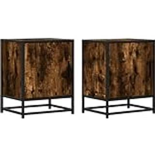 Sengeskab 40X31X50 Cm Konstrueret Træ Og Metal - 2 / Røget eg