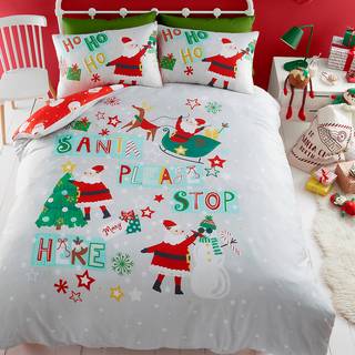 Bedlam Bedlam Grey Santa Please Stop Here Glow in the Dark Duvet Set