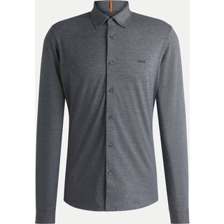 Slim fit skjorte i meleret bomuldspiqué