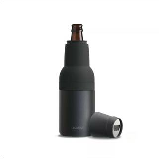 Asobu Frosty Beer Holder 2 Go Vakuumisoleret dobbeltvægget rustfrit stål øl kan og flaske køler med ølåbner miljøvenlig og BPA fri (sort)