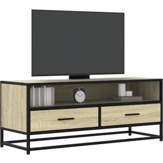 Tv-Bord 80X34,5X40Cm Konstrueret Træ Og Metal Etræsfarve - 100 cm / Sonoma-eg