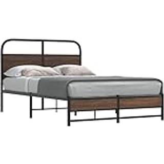 Sengeramme Uden Madras Metal Etræsfarve Brun Eg - med sengegavl og dobbelt lavt fodgærde / 120 x 190 cm