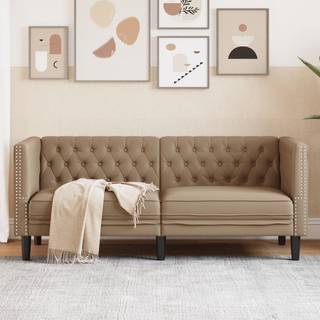 2-personers Chesterfield-sofa kunstlæder cappuccinofarvet
