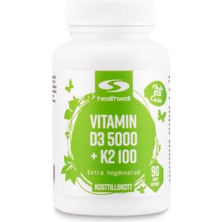 Healthwell Vitamin D3 5000 + K2 100, 90 kapsler