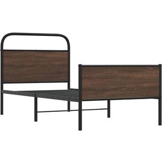 Sengeramme Uden Madras Metal Etræsfarve Brun Eg - med sengegavl og højt fodgærde / 90 x 190 cm