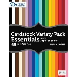 Papir accenter Variety Pack 8.5 """" X 11 """" 72pc 65 lb V?sentlige farvede kartonpapir 4 ark hver af 18 farver inkluderer: Hvid sort og nuancer af