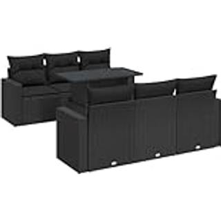 Sofasæt Til Haven 7 Dele Med Hynder Polyrattan Brun - Sort