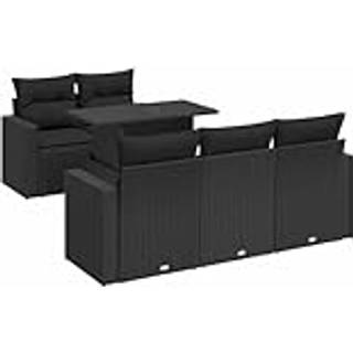 Sofasæt Til Haven 6 Dele Med Hynder Polyrattan Sort - Sort