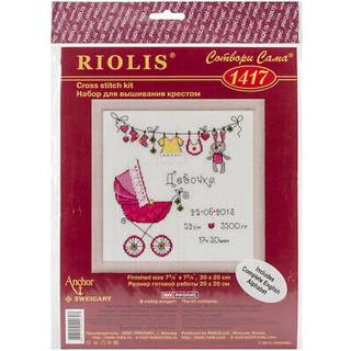 Riolis 28 t?ller det er en pige! F?dselsrekord t?llet Cross Stitch Kit 8 af 8-tommer hvid