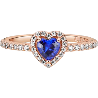 Pandora Rose Gold Sparkling Blue Elevated Heart Ring - 54