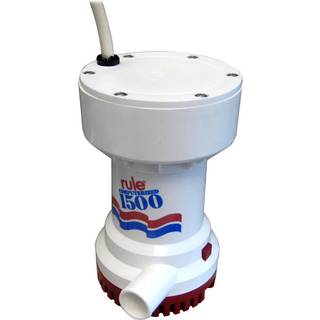 Dykbar elektrisk lænsepumpe Rule 1500 GPH (94.6 liter / minut), 12 V, automatisk driftstart, uden niveauføler