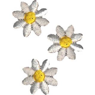Wrights gul og hvid Daisy Flower Applique tøjjern på patches 3pc 5/8 ''