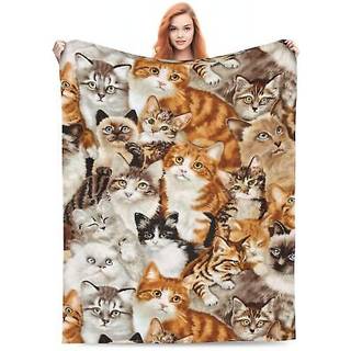 Blublu Cute Cat Flannel Fleece Bed T?ppe Kast T?ppe Letv?gt Hyggeligt overd?digt t?ppe til sovev?relsesstuer Sofa Sofa 60 """" X50 """"