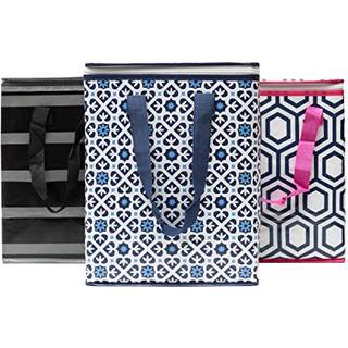 Planet E Genanvendelig købmand og picnicposer - Farverig sammenfoldelig multipurpose Heavy Duty Utility Tote med isoleret lynlåsskøler (pakke med