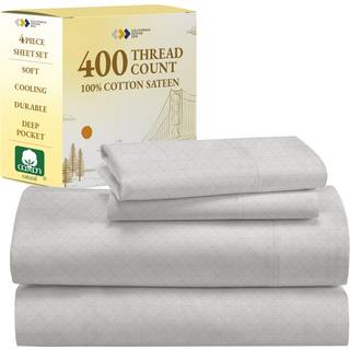 Californiens design den Cal King Sheets Set - 400 trådtælling 100% bomuld California King Størrelse Set Deep Pocket King Size Sheets & Pillowcase