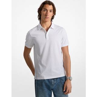 MK Greenwich Signature Logo Print Cotton Polo Shirt - White - Michael Kors
