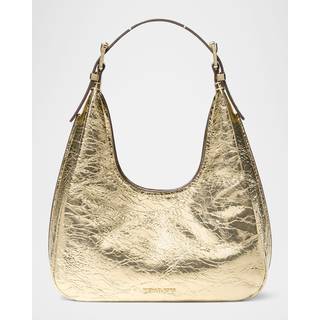 MK Nolita Small Metallic Crackled Leather Hobo Shoulder Bag - Gold - Michael Kors - ONE SIZE