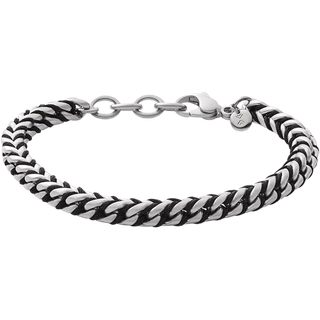Skagen Hulsten Silver-Tone Stainless Steel and Black Nylon Men's Bracelet SKJM0170040