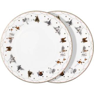 Wik & Walsøe Julemorgen Story Tallerken 2-pak 25 Cm - Middagstallerkner Benporcelæn Hvid - 85407