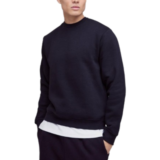 Mens Black 330GSM Basic Regular Fit Crew Neck Sweatshirt