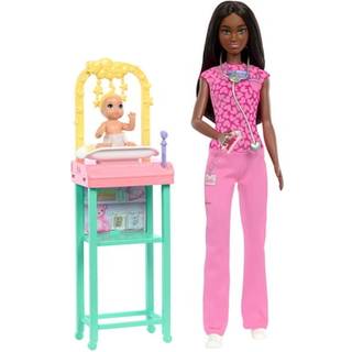 Barbie babydoktor med brunette modedukke if?rt lyser?de scrubs 1 babydukke med tilbeh?r og m?bler