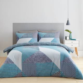 Catherine Lansfield Catherine Lansfield Teal Blue Larsson Geo Duvet Cover and Pillowcase Set