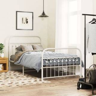 Sengeramme Med Sengegavl Metal - Hvid / med hovedgærde og fodgærde / 100 x 200 cm