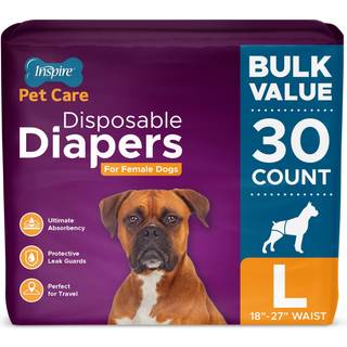 Inspire Pet Care Dog bleer Kvindelige hunde | Bulkværdi doggie inkontinensulykker til varmepisse eller periode og husbrydende (stor (30 tælling))