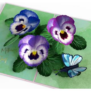 LovePop Happy Mothers Day Pansies Pop-Up Card 5 X 7 Pop Up-kort Tankevækkende kort til mor Pop up blomster Håndlavet kort til taknemmelig mor