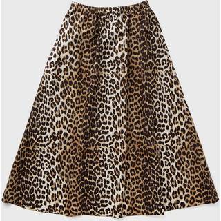 Printed Cotton Elasticated Maxi Skirt F9365 - Leopard - GANNI - Leopard XS