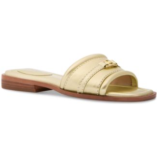 MK Mandy Metallic Leather Slide Sandal - Gold - Michael Kors - EU 36