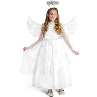 Spooktacular Creations Halloween Angel Costume Girls Kids Princess Dress Toddlers Tulle Angel Set med tillbehör för Halloween Rollspelfester Whit