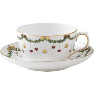 Royal Copenhagen Stjerne Riflet Jul kop med underkop 32 cl