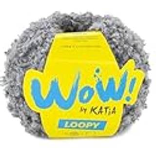 Katia Wow Loopy 154 Mellemgrå Indhold:100% polyester Vægt/længde: 150 g = ca. 60 meter Anbefalede pinde: 9-10 mm Strikkefasthed: 10 x 10 cm = 8 m x 10 p Vask: Finvask 30℃ / Tåler ikke tørretumbling.