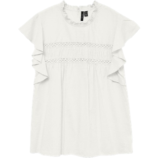 Vero Moda - Hvid - Vmtrine Sl Lace Top Wvn Ga Noos - Medium