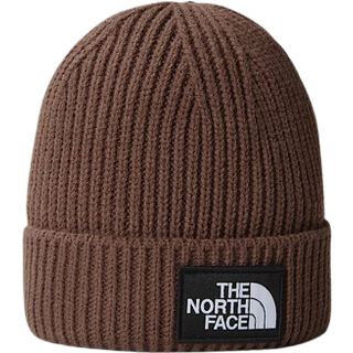 The North Face Logo Box Cuffed Beanie Hat, Brun - One Size