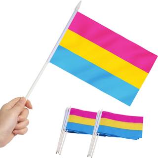 ANLEY PANSEXUEL PRIDE MINI FLAG 12 PACK - H?ndholdt lille miniature Pan Pride Rainbow Flag p? pind - Fade Resistant & Vivid Colours - 5x8 tommer