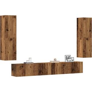 Tv-Skabssæt 10 Dele Konstrueret Træ - 4 / 100 cm / Gammelt træ