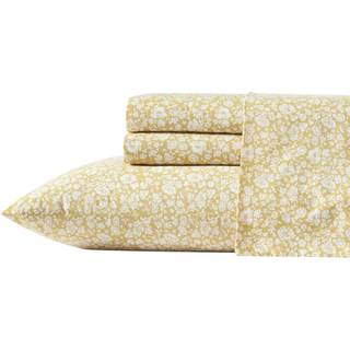 Laura Ashley - Full Sheets Cotton Percale Bedding Set Lett og ?ndbar boligindretning Oeko -Tex Certified (Heirloom Ditzy Gold Full)