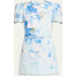 Zimmermann Crush floral linen minidress - blue - XL