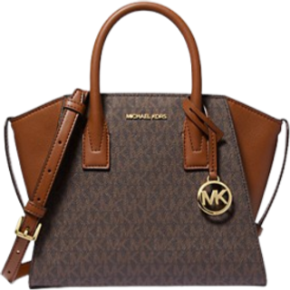 MK Avril Small Logo and Leather Satchel - Brown - Michael Kors - ONE SIZE