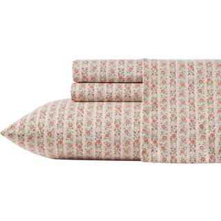 Laura Ashley - Twin Sheets Cotton Percale Bedding Set Lett og ?ndbar boligindretning Oeko -Tex Certified (Marta Stripe Pink Twin)